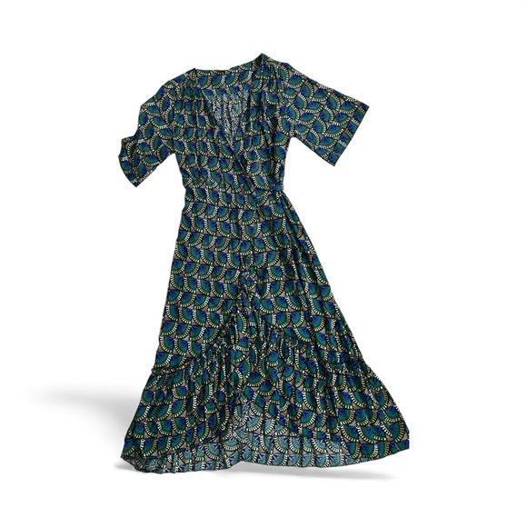 Chic Teal Patterned Maxi Dress - Picture 2 of 4
